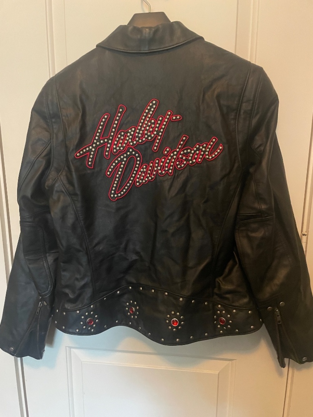 Women Harley-Davidson Leather Black w/Red Lining, Embroidered w/Studs and Bling